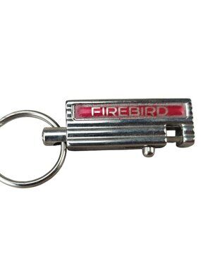 Vintage Firebird Keychain Chrome Metal Retro 1970s Design Red Trim